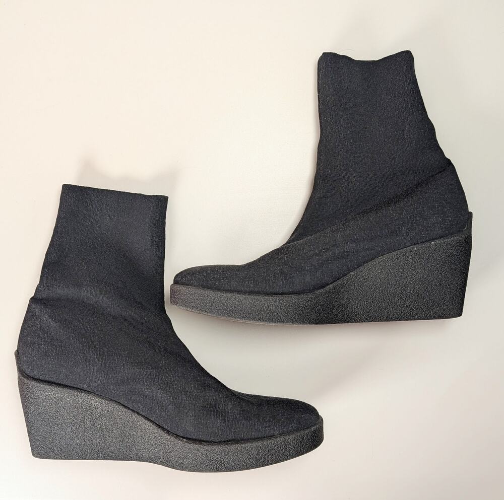 Vintage Y2K Robert Clergerie Barney's NY Stretch Sock Wedge Boots 8
